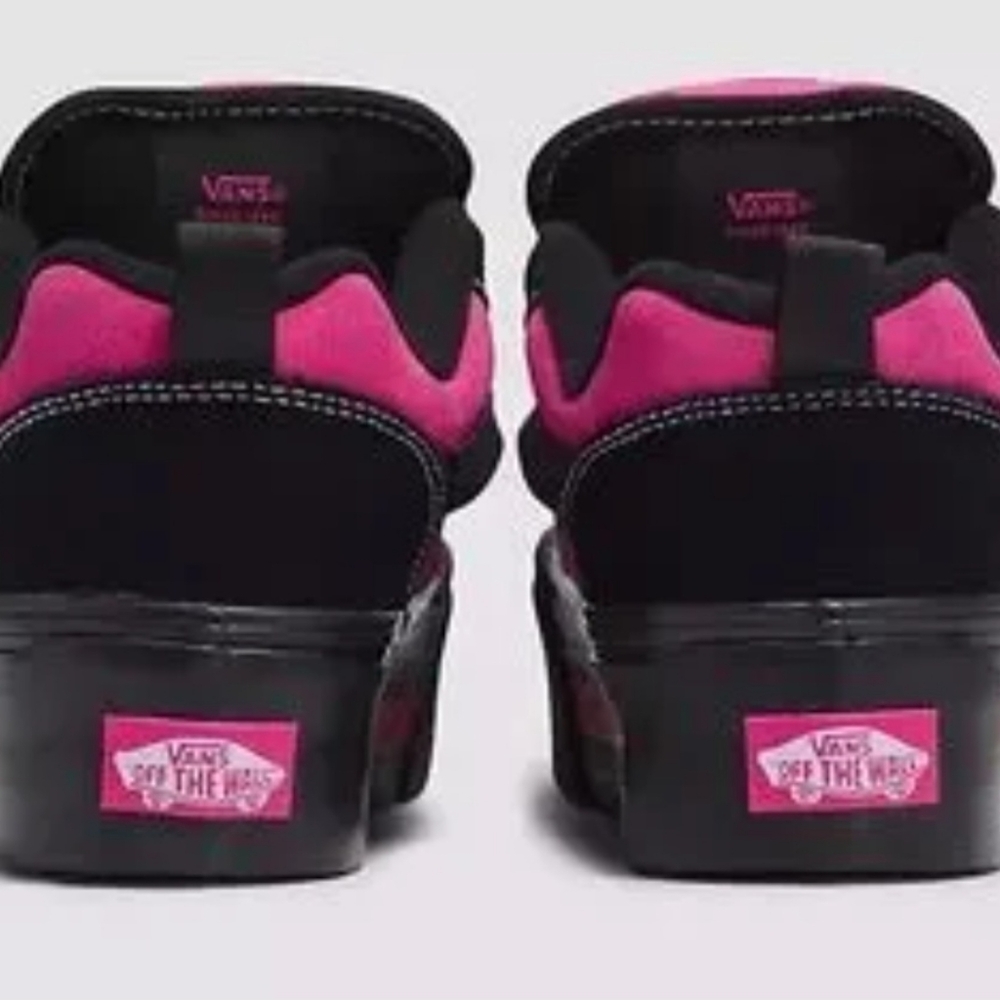 VANS Knu Skate Platform Stacked Skateboarding Sneakers Black/Hot-Pink/Satin New - Picture 7 of 11